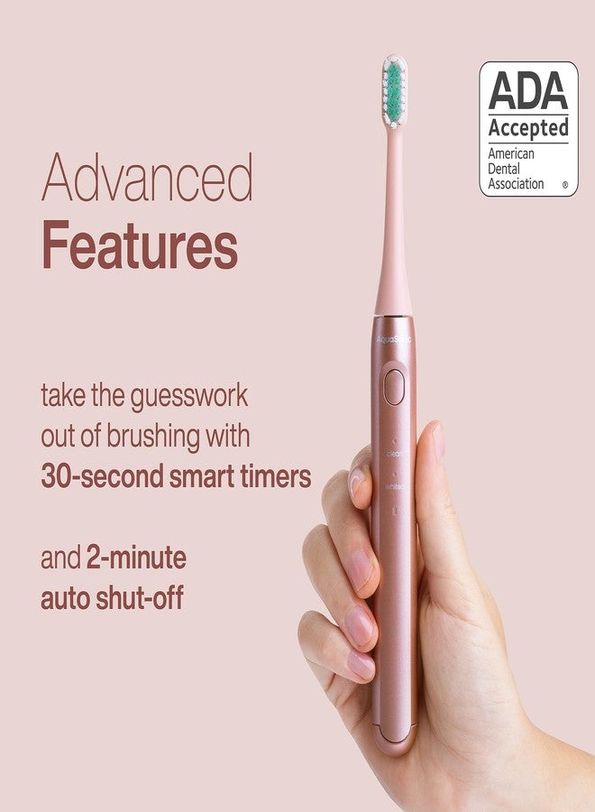 Aquasonic Icon ADA-Accepted Rechargeable Toothbrush | Magnetic Holder & Slim Travel Case | 2 Brushing Modes & Smart Timers | Gentle Micro-Vibrations (Blush) - Image 5